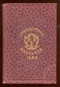 Gold&ndash;stamped vignette on diagonal&ndash;rib grained printed cloth (1848)